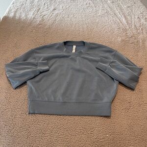Lululemon Sz 4 Softstreme Perfectly Oversized Blue Cropped Crew Neck Sweatshirt